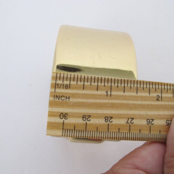 Chico's Goldtone Hinged 1.5" Wide Cuff Bracelet Clamp Magnetic 2 3/8" Open J4 B3 - Picture 5 of 6